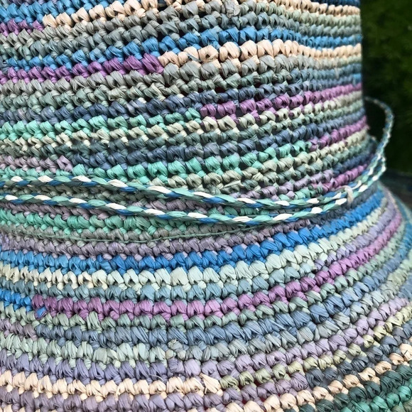 August Multi-Colored Wide Brim Packable Straw Sun Hat - Picture 4 of 6